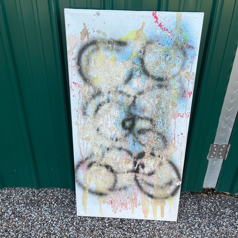 Large Original Graffiti Abstract painting on canvas Grassy Texture